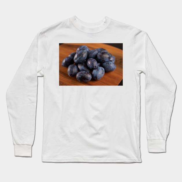 Blue plums in a collander Long Sleeve T-Shirt by naturalis
